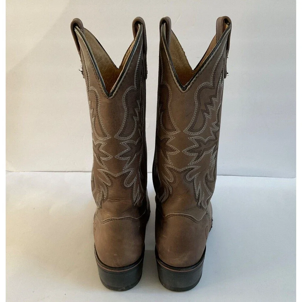 Double-H AG7 Work Western Cowboy Boots Brown Leather Sz 8D #1370